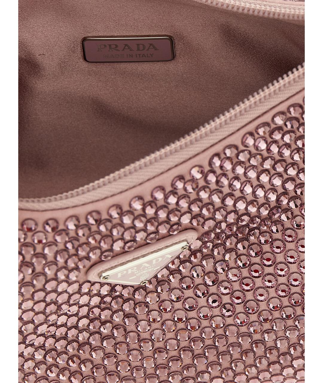 PRADA Розовая шелковая сумка с короткими ручками, фото 4