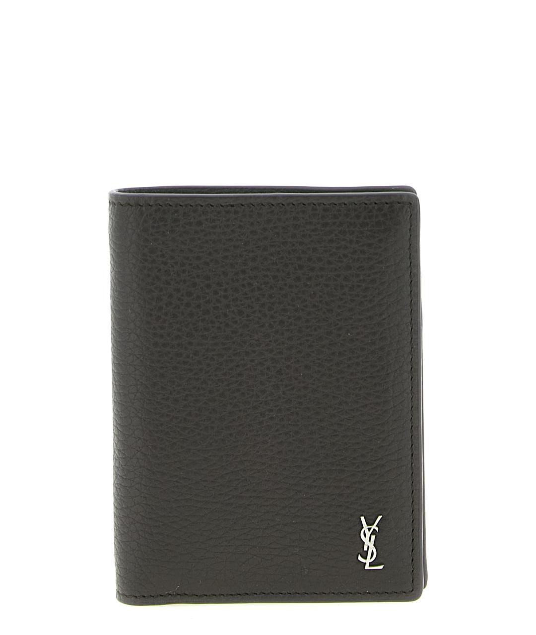 SAINT LAURENT Коричневый кожаный кардхолдер, фото 1