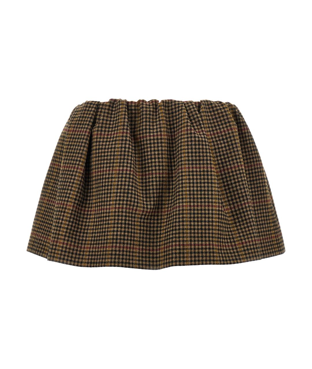 MIU MIU Коричневая шерстяная юбка мини, фото 2