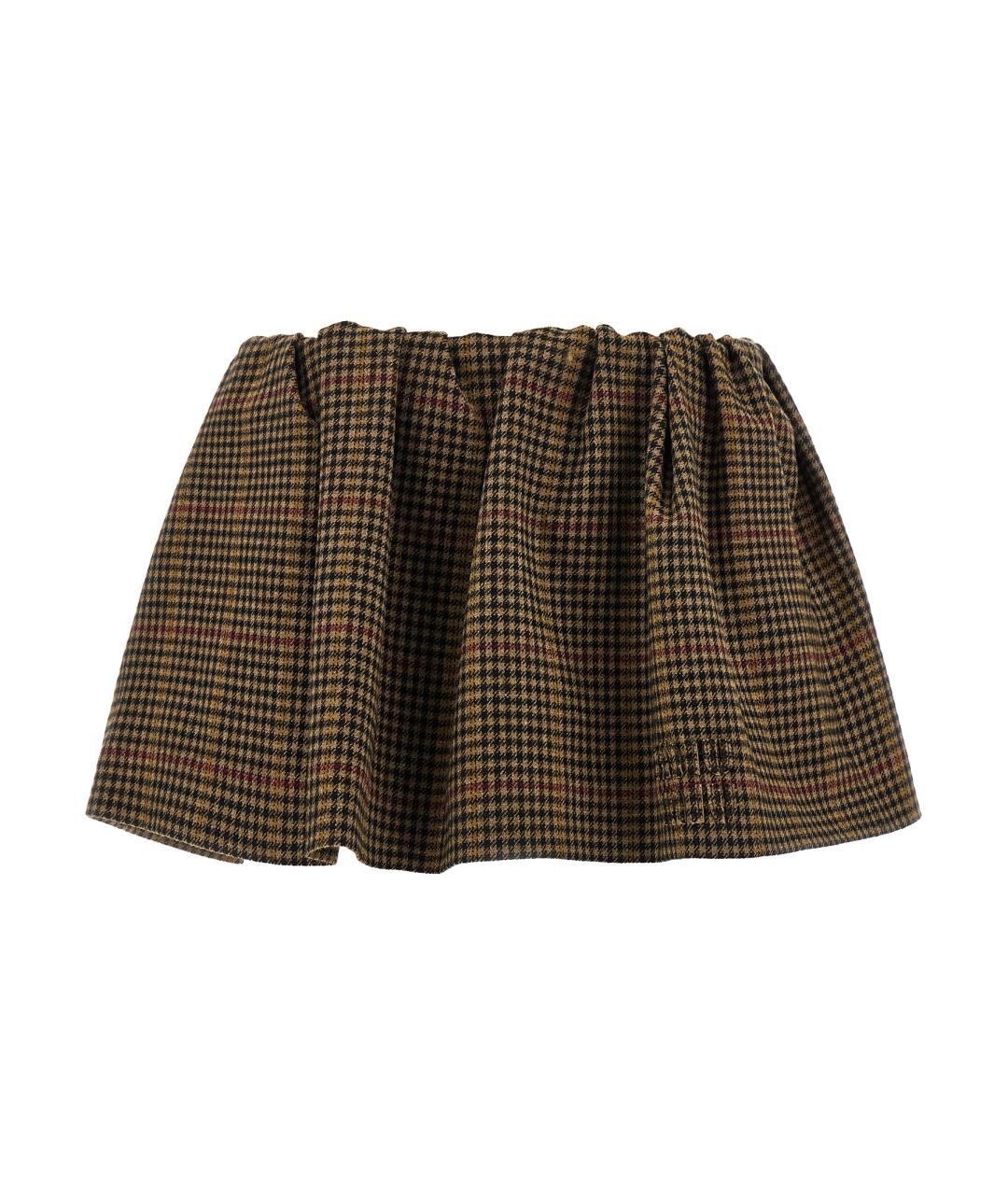 MIU MIU Коричневая шерстяная юбка мини, фото 1