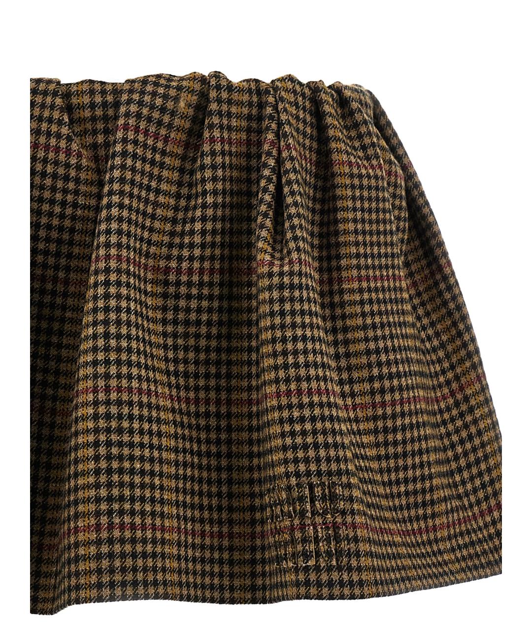 MIU MIU Коричневая шерстяная юбка мини, фото 3