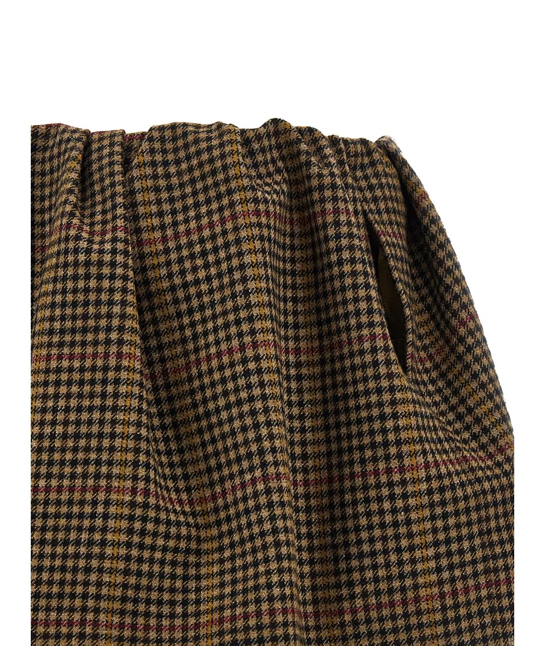 MIU MIU Коричневая шерстяная юбка мини, фото 4