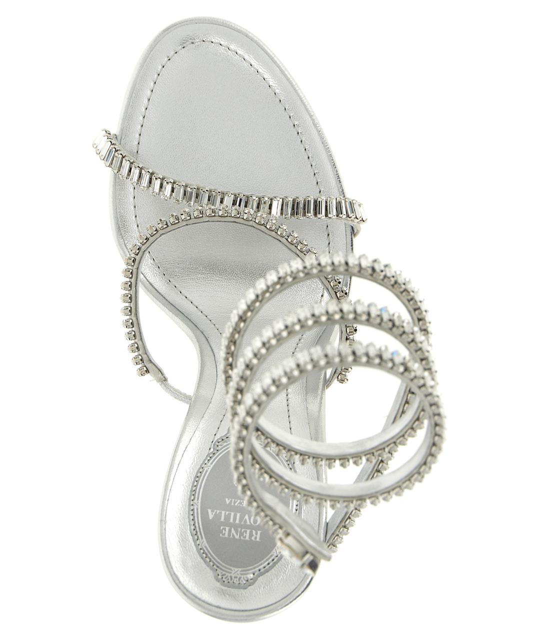 RENE CAOVILLA Серебряные кожаные босоножки, фото 4