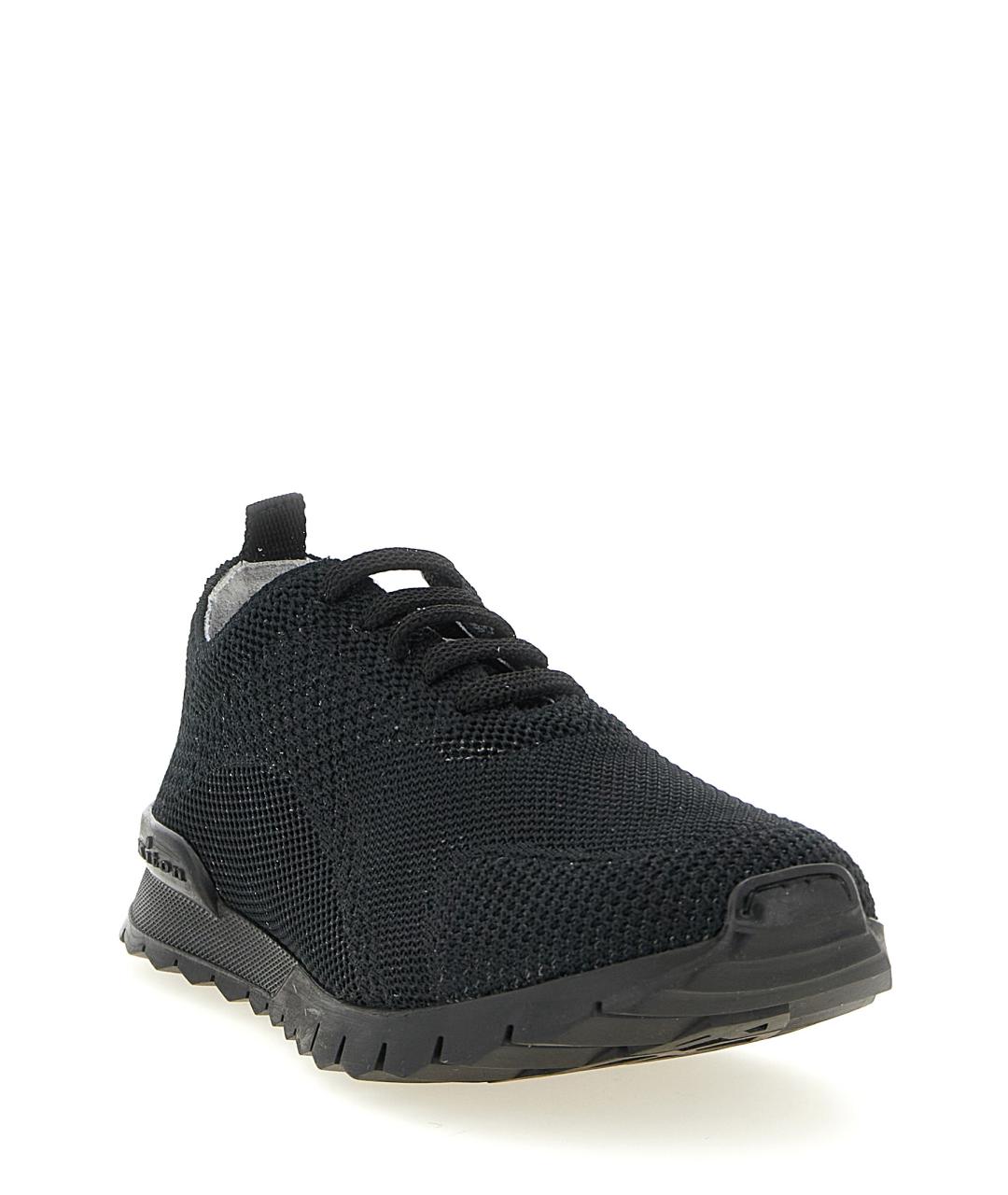 KITON Черные текстильные низкие кроссовки / кеды, фото 2