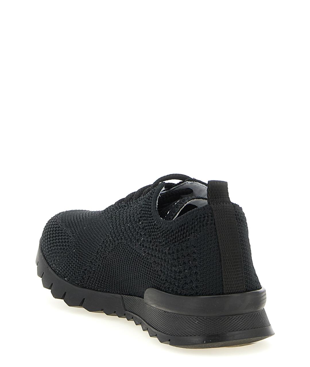 KITON Черные текстильные низкие кроссовки / кеды, фото 3