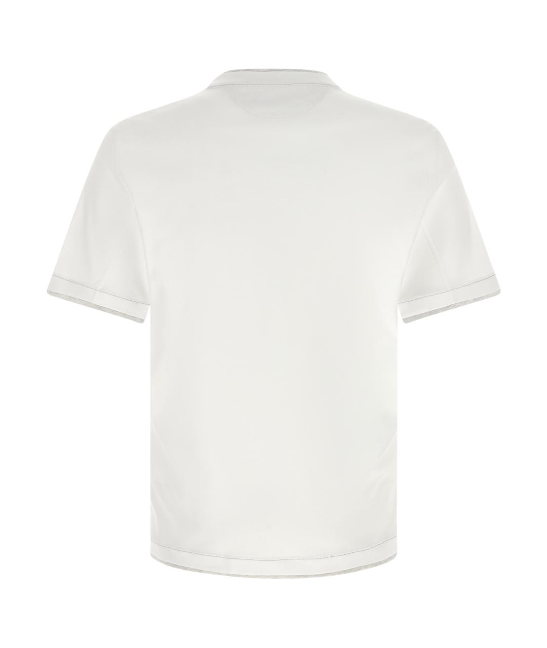 BRUNELLO CUCINELLI Белая хлопковая футболка, фото 2