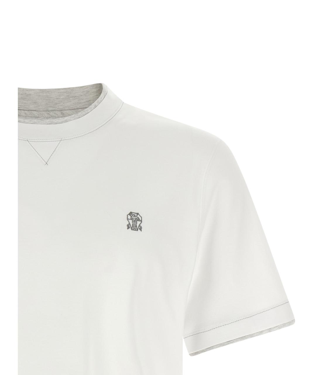 BRUNELLO CUCINELLI Белая хлопковая футболка, фото 3