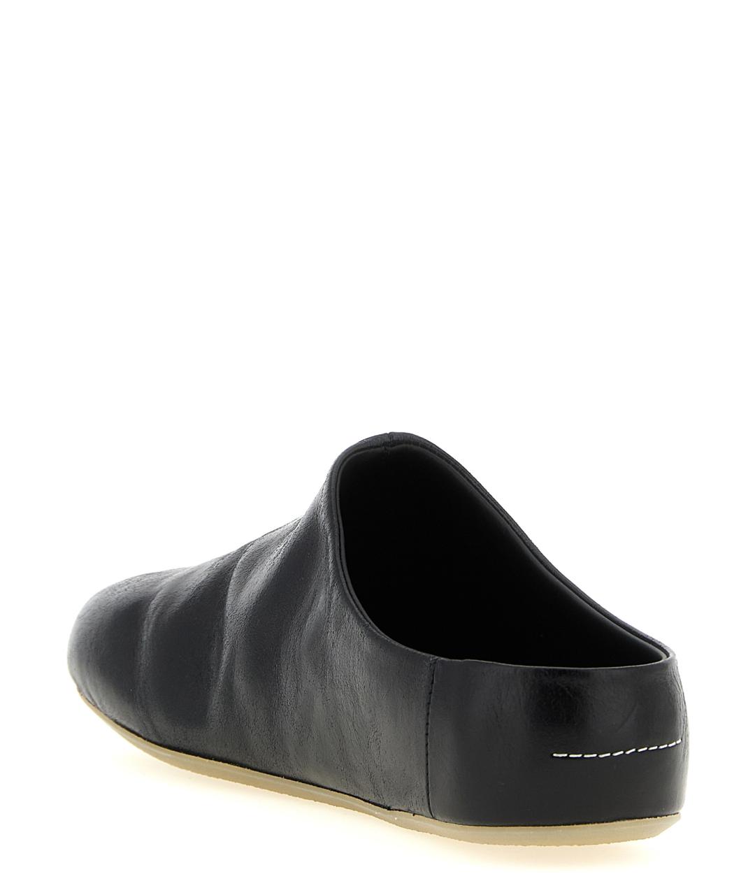 MM6 MAISON MARGIELA Черные кожаные шлепанцы, фото 3