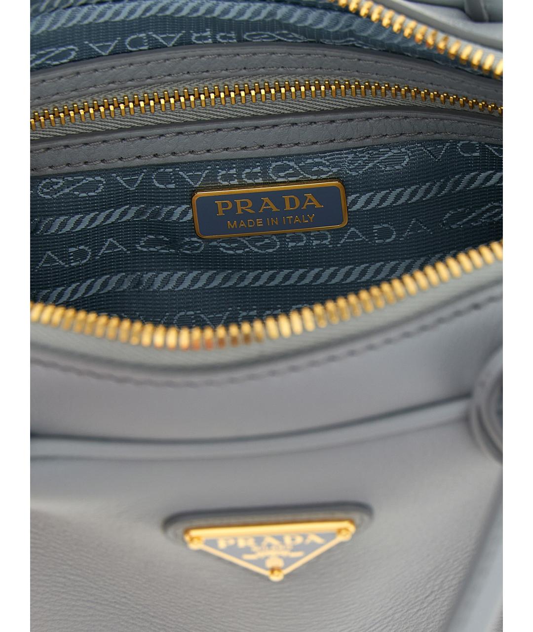 PRADA Голубая кожаная сумка тоут, фото 4