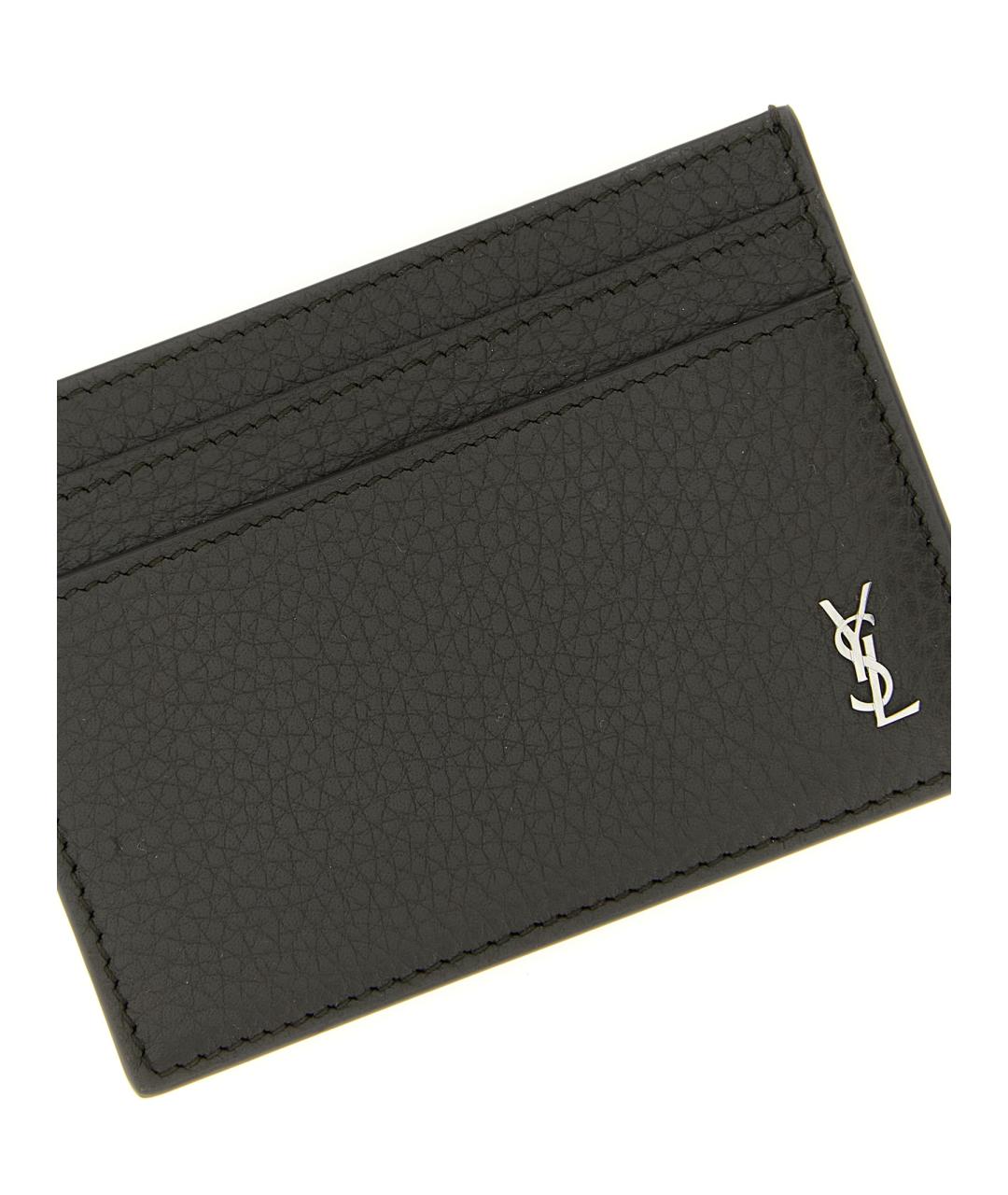 SAINT LAURENT Коричневый кожаный кардхолдер, фото 3