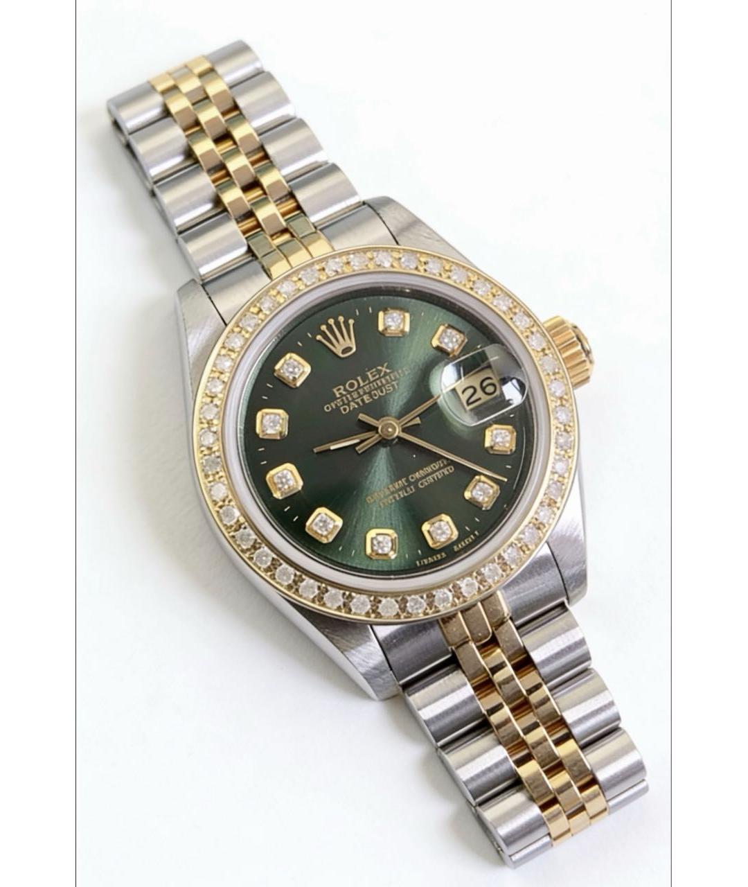 ROLEX Зеленые часы из желтого золота, фото 2