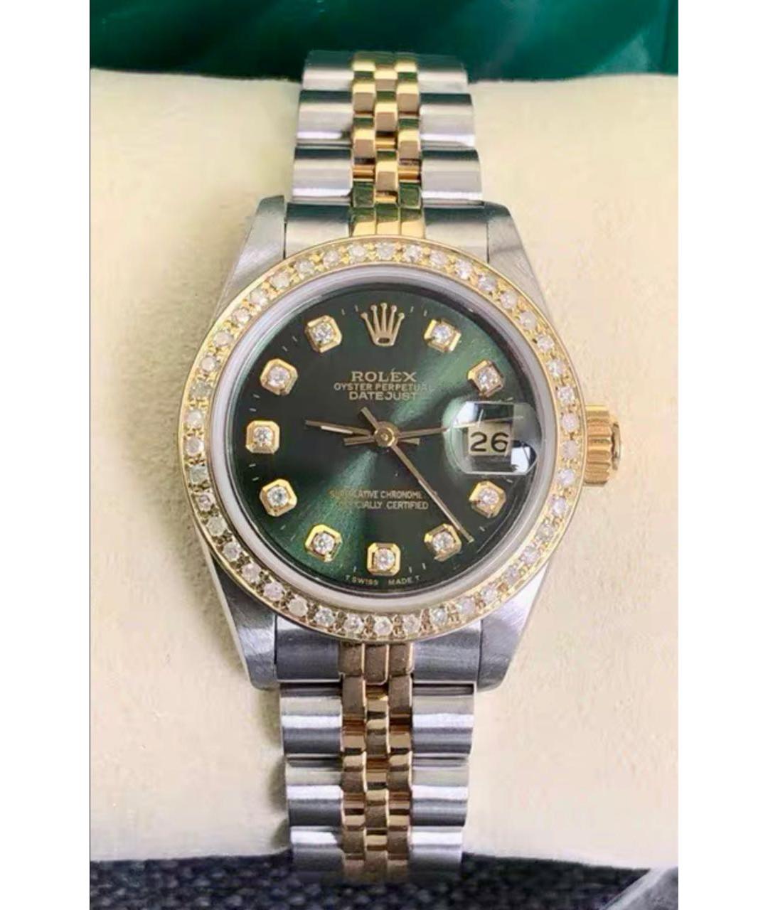ROLEX Зеленые часы из желтого золота, фото 3