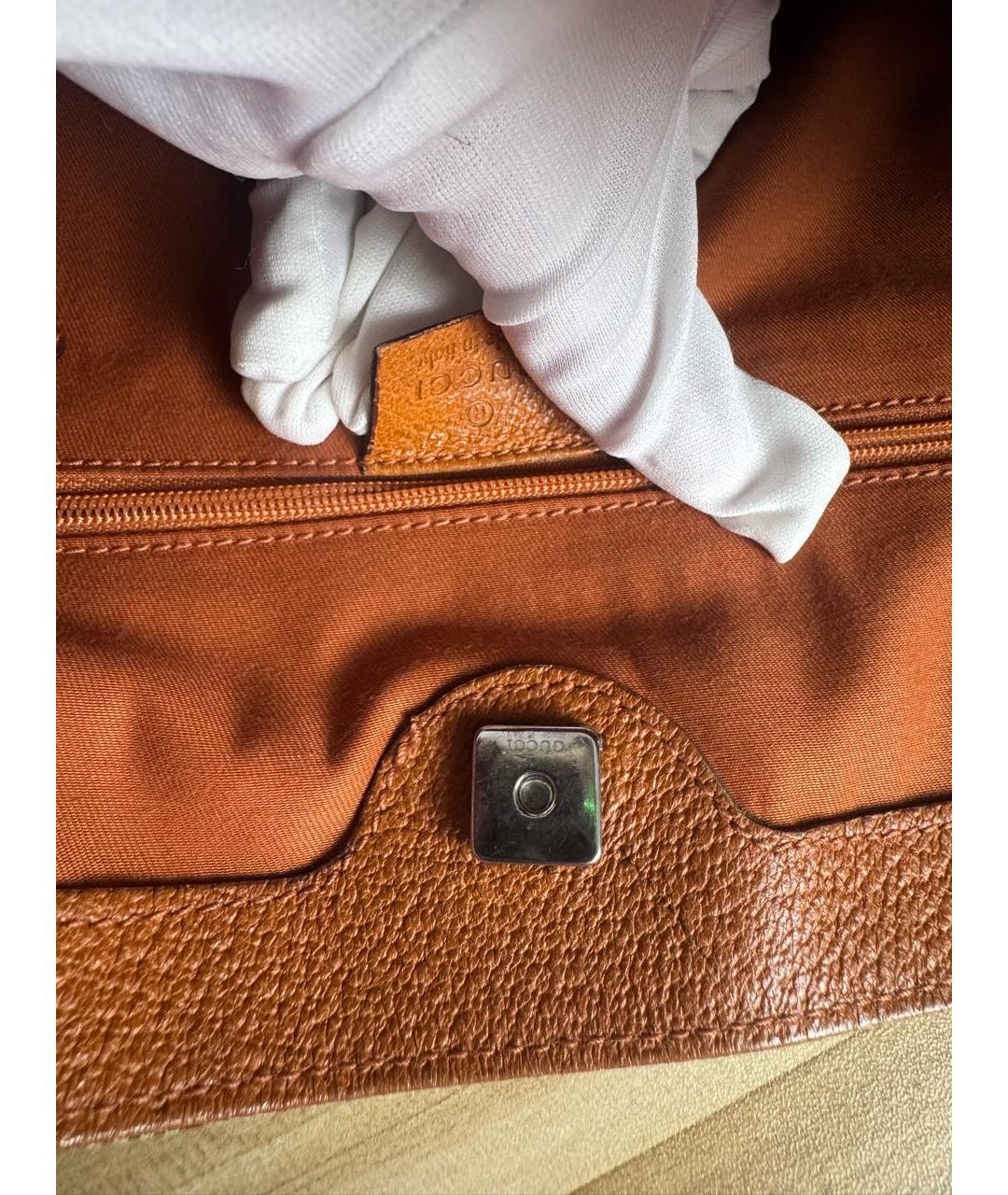 GUCCI Коричневая жаккардовая сумка с короткими ручками, фото 5