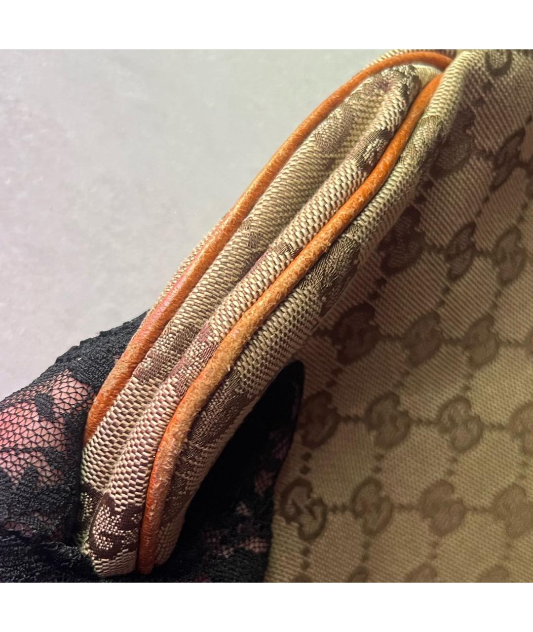 GUCCI Коричневая жаккардовая сумка с короткими ручками, фото 7