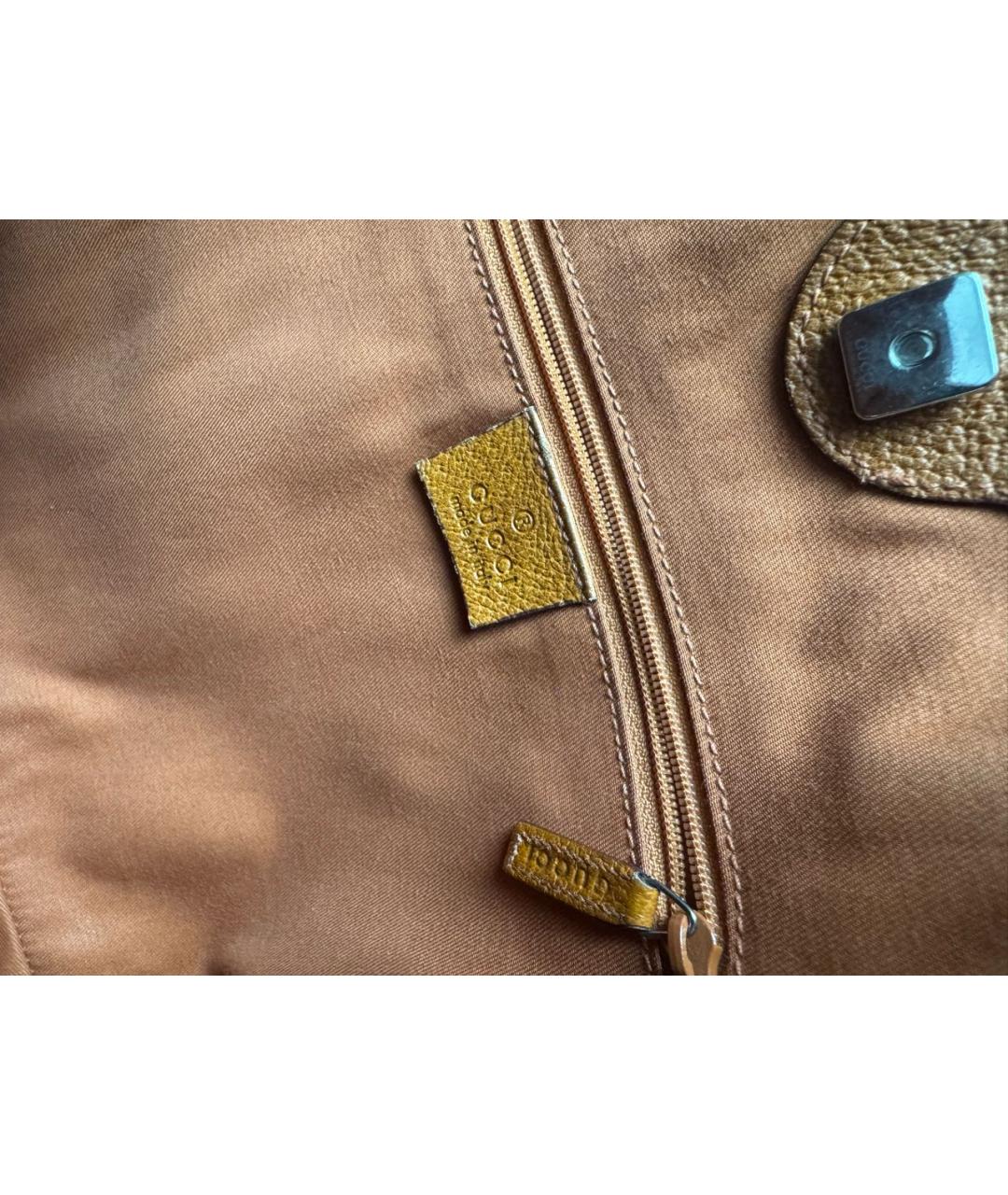 GUCCI Коричневая жаккардовая сумка с короткими ручками, фото 4