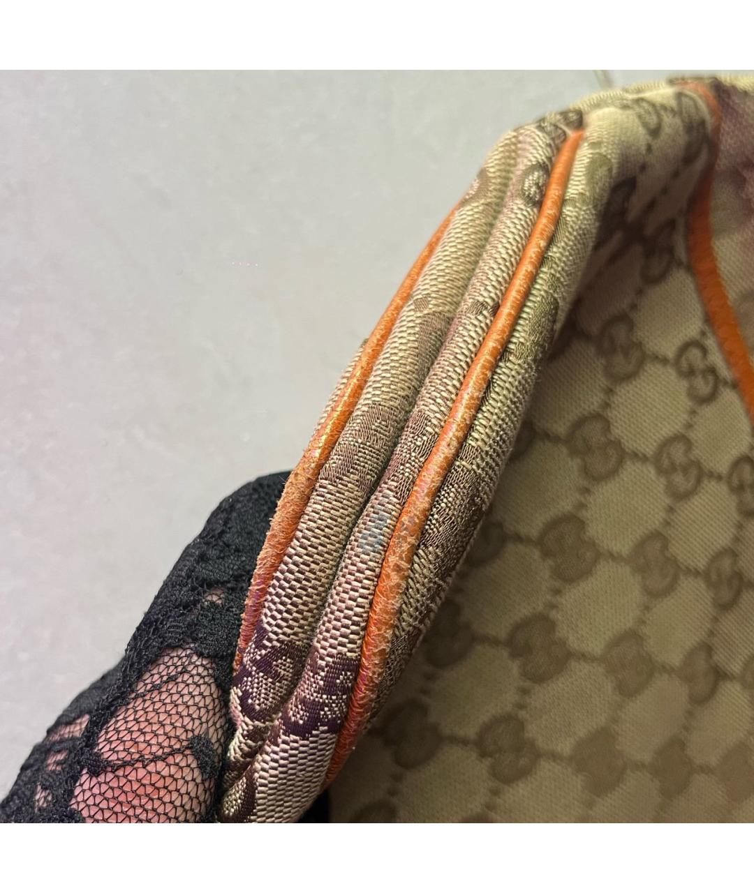 GUCCI Коричневая жаккардовая сумка с короткими ручками, фото 8