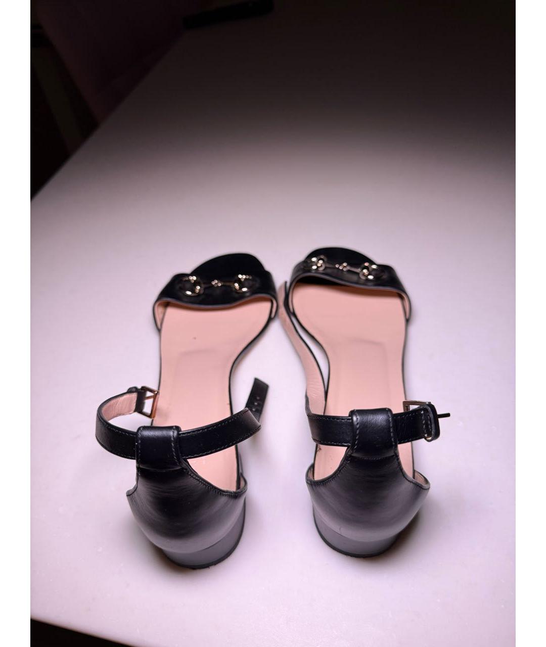 GUCCI Черные кожаные босоножки, фото 3