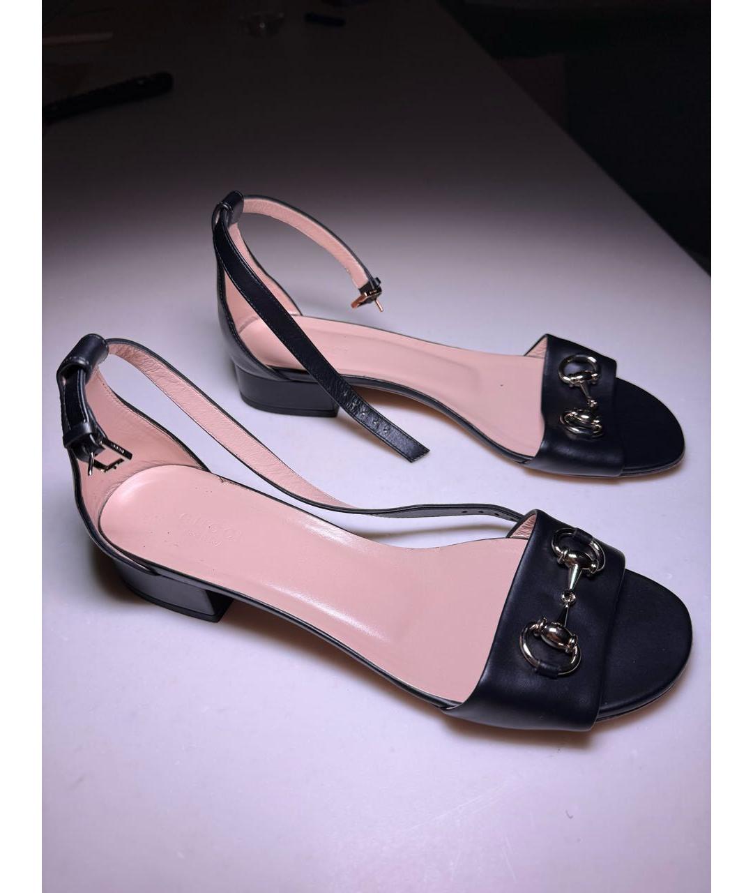 GUCCI Черные кожаные босоножки, фото 5