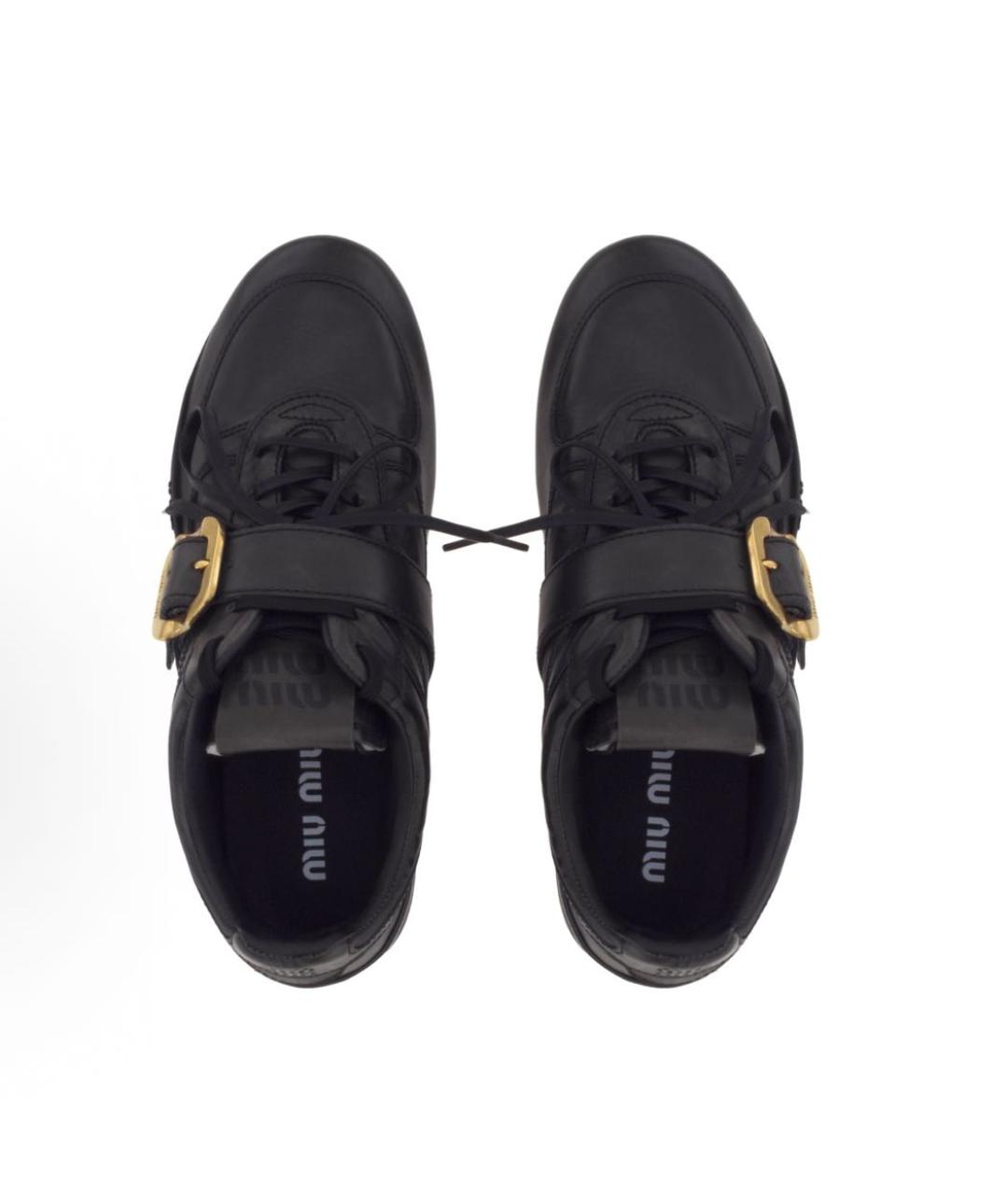 MIU MIU Черные кожаные кроссовки, фото 4