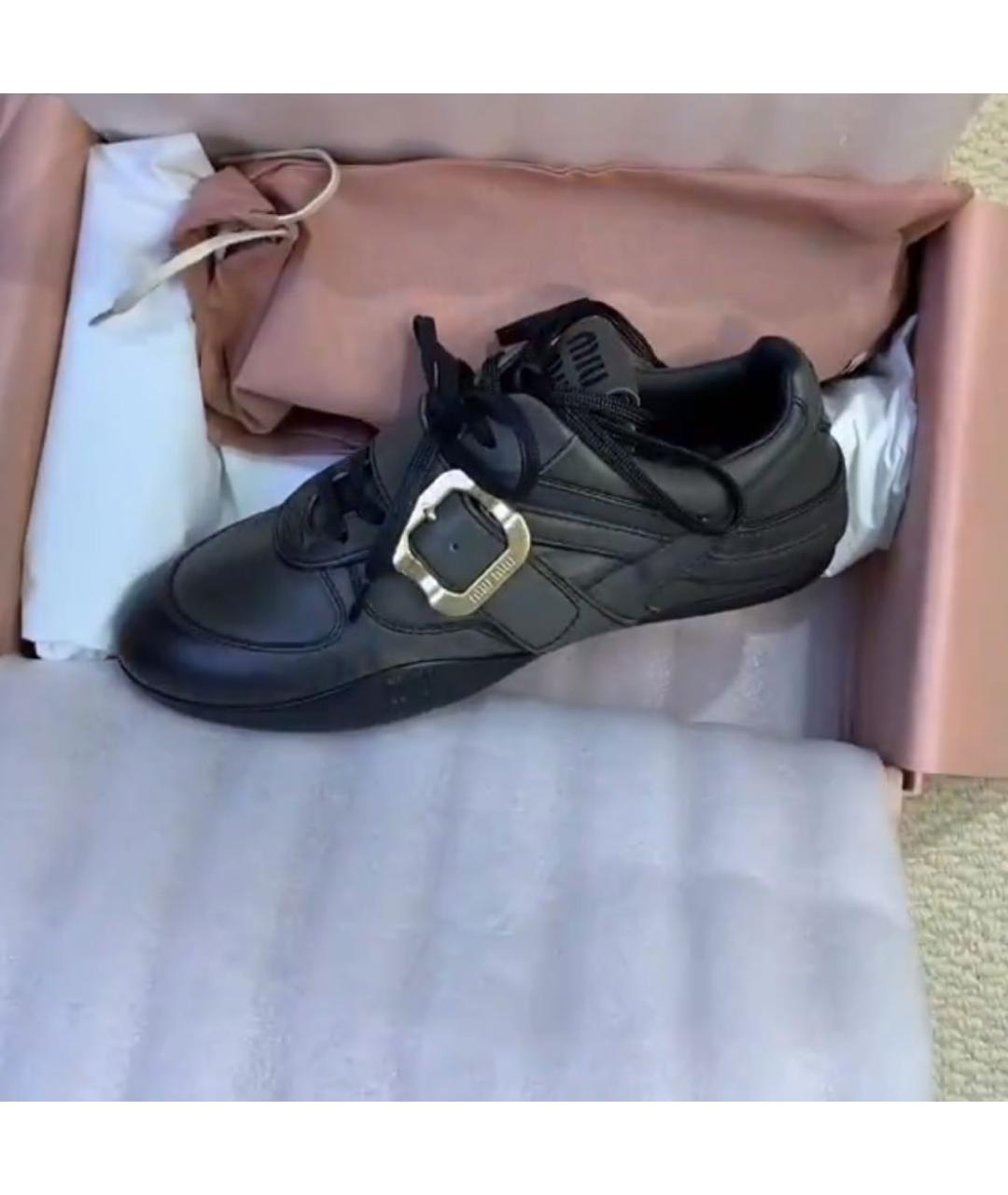 MIU MIU Черные кожаные кроссовки, фото 7