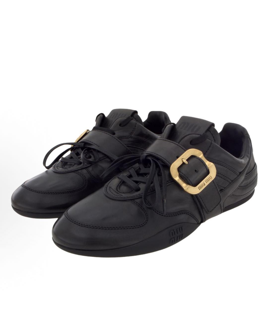MIU MIU Черные кожаные кроссовки, фото 3