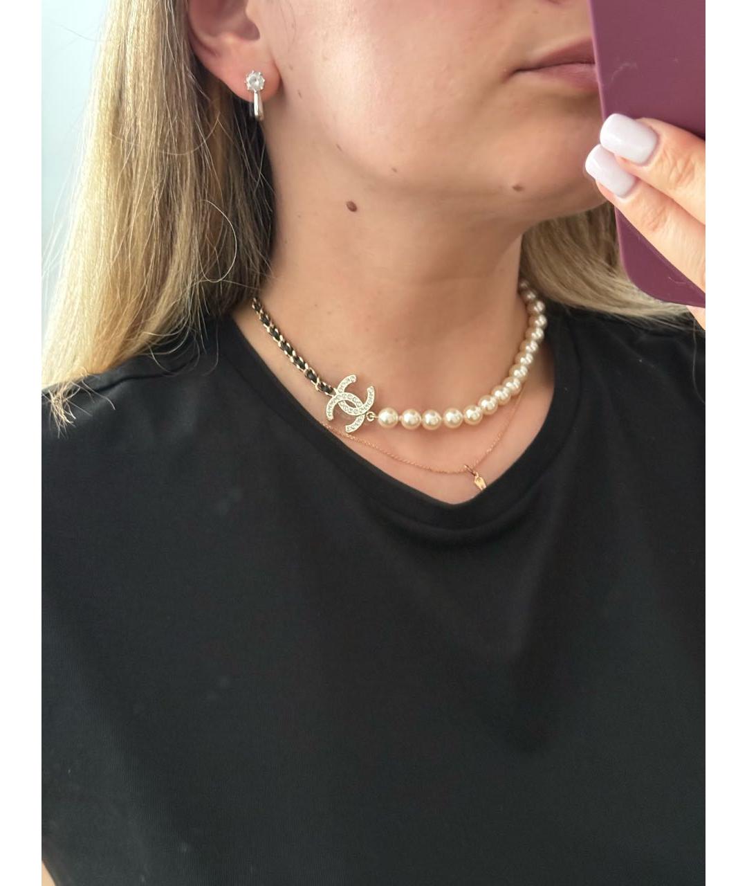 CHANEL Белое жемчужное колье, фото 2