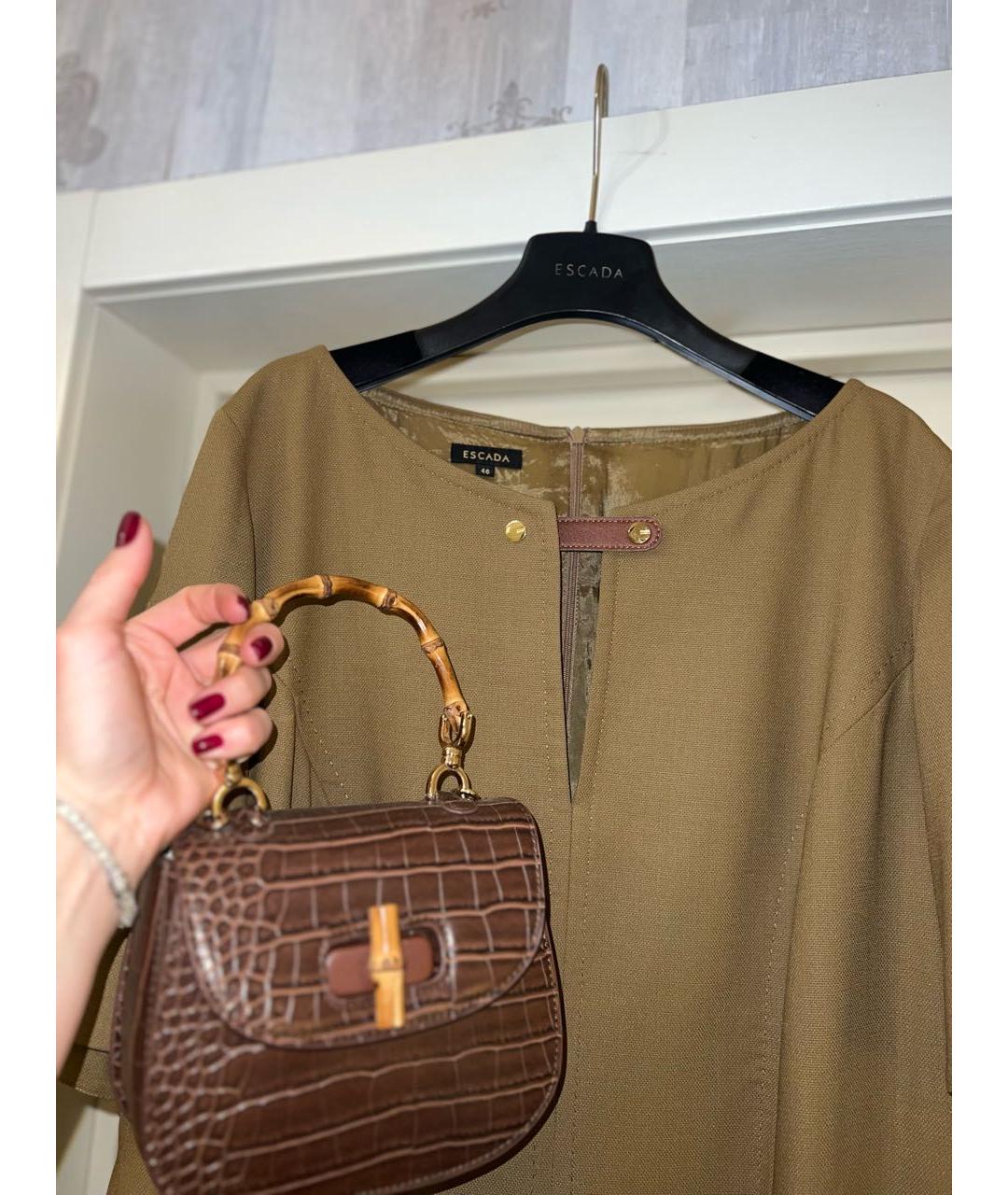 ESCADA Хаки шерстяное коктейльное платье, фото 8