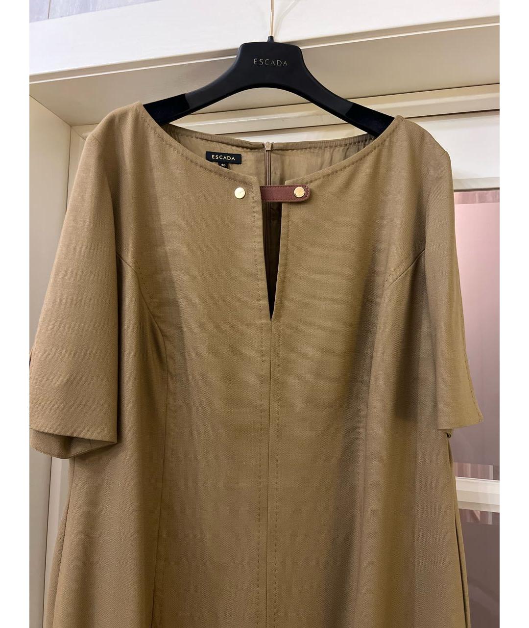 ESCADA Хаки шерстяное коктейльное платье, фото 2