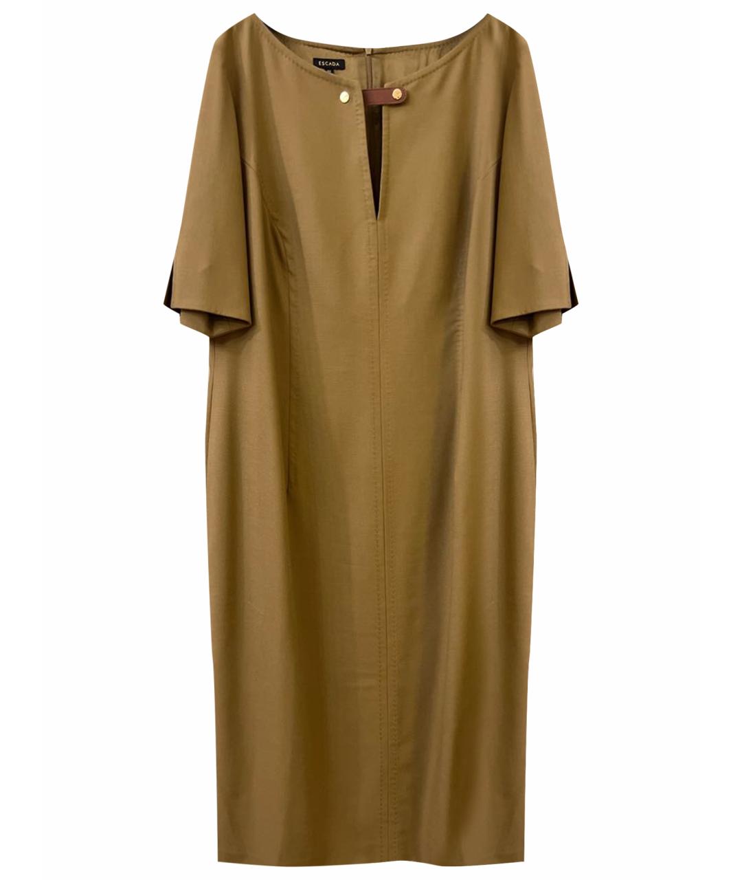 ESCADA Хаки шерстяное коктейльное платье, фото 1