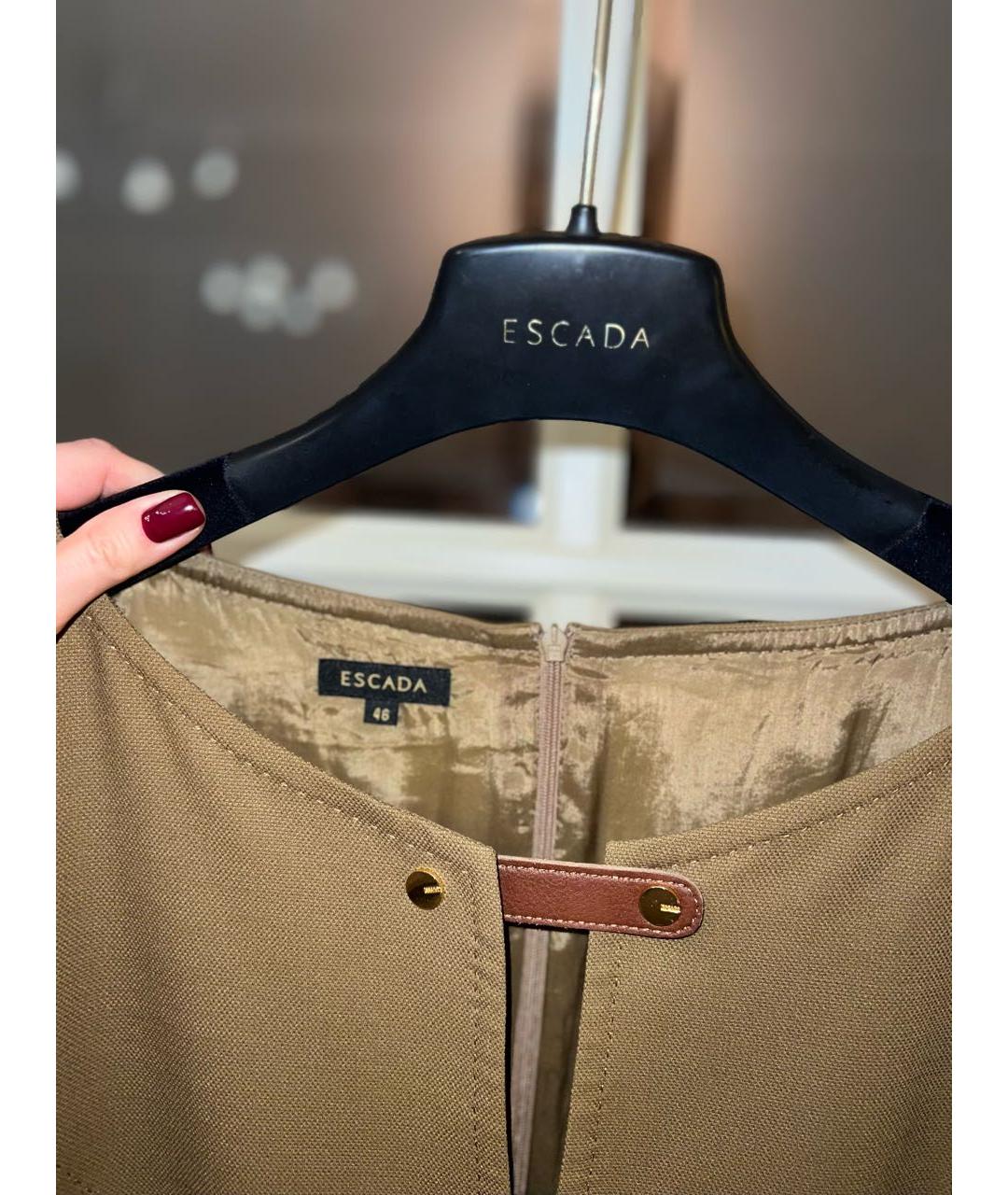 ESCADA Хаки шерстяное коктейльное платье, фото 7