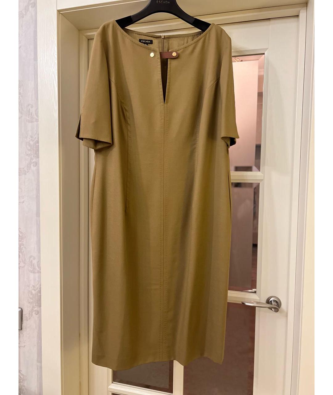 ESCADA Хаки шерстяное коктейльное платье, фото 9
