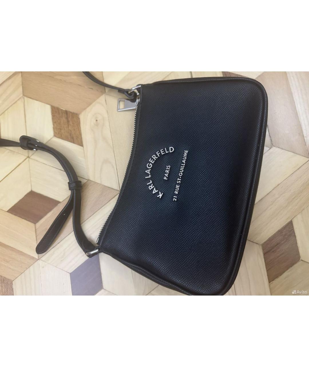 KARL LAGERFELD Черная сумка с короткими ручками из искусственной кожи, фото 3