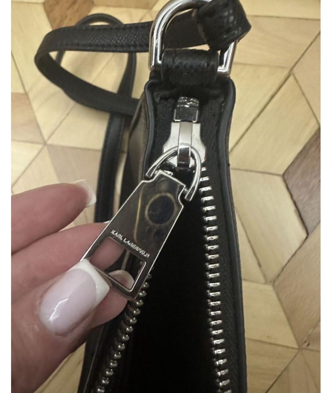 KARL LAGERFELD Черная сумка с короткими ручками из искусственной кожи, фото 6