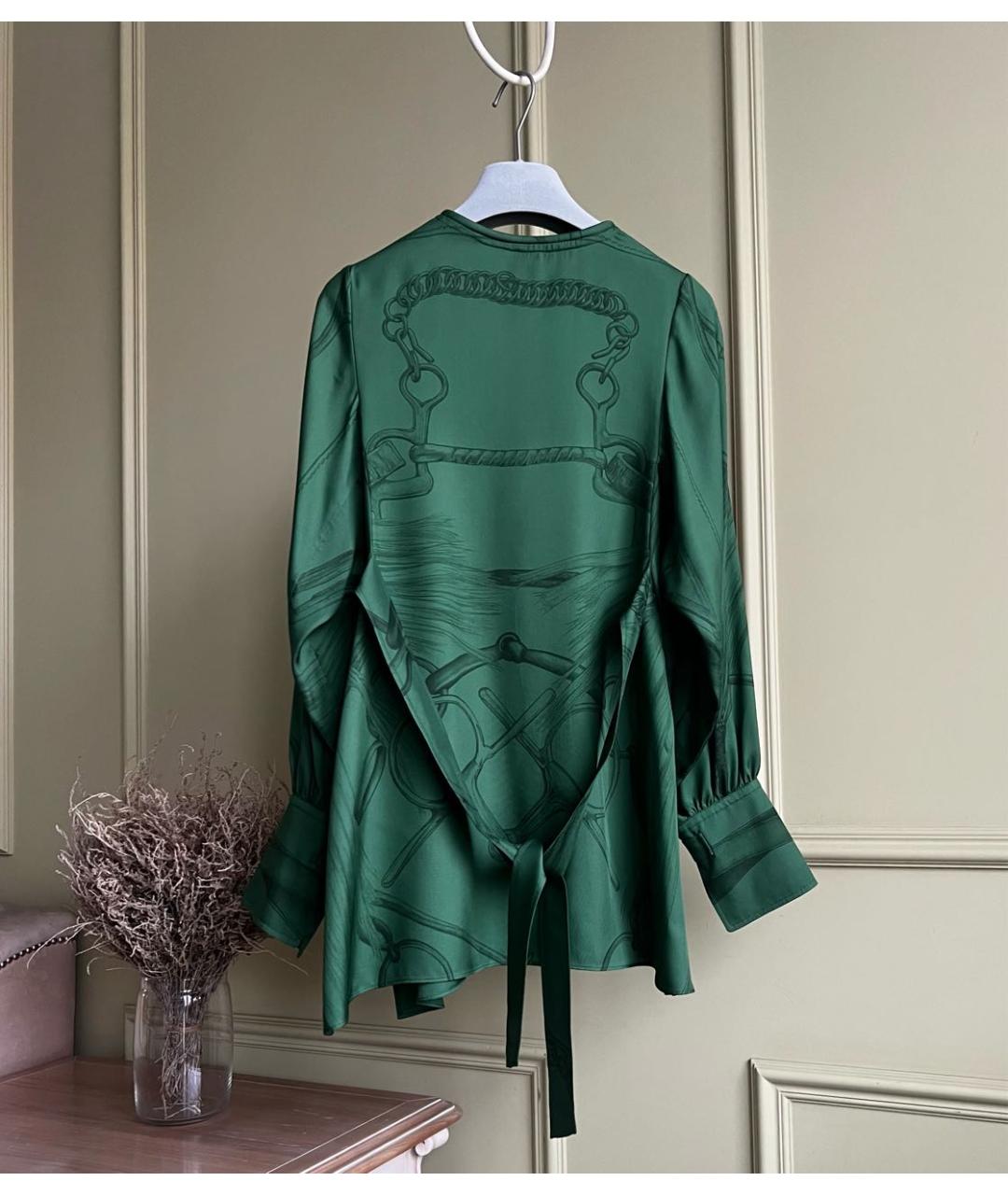 HERMES Зеленая шелковая блузы, фото 3