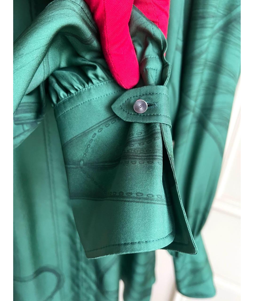 HERMES Зеленая шелковая блузы, фото 4