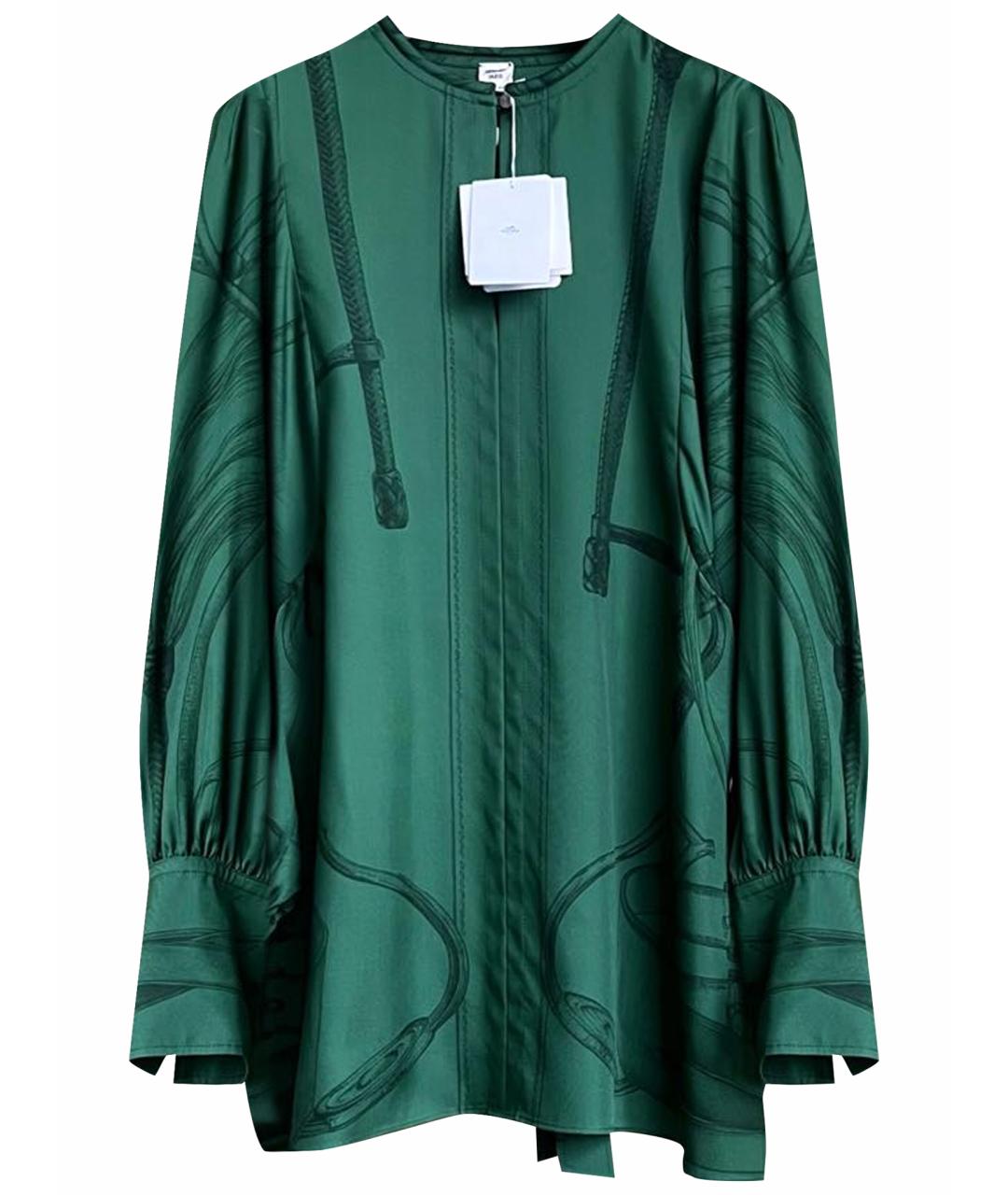 HERMES Зеленая шелковая блузы, фото 1