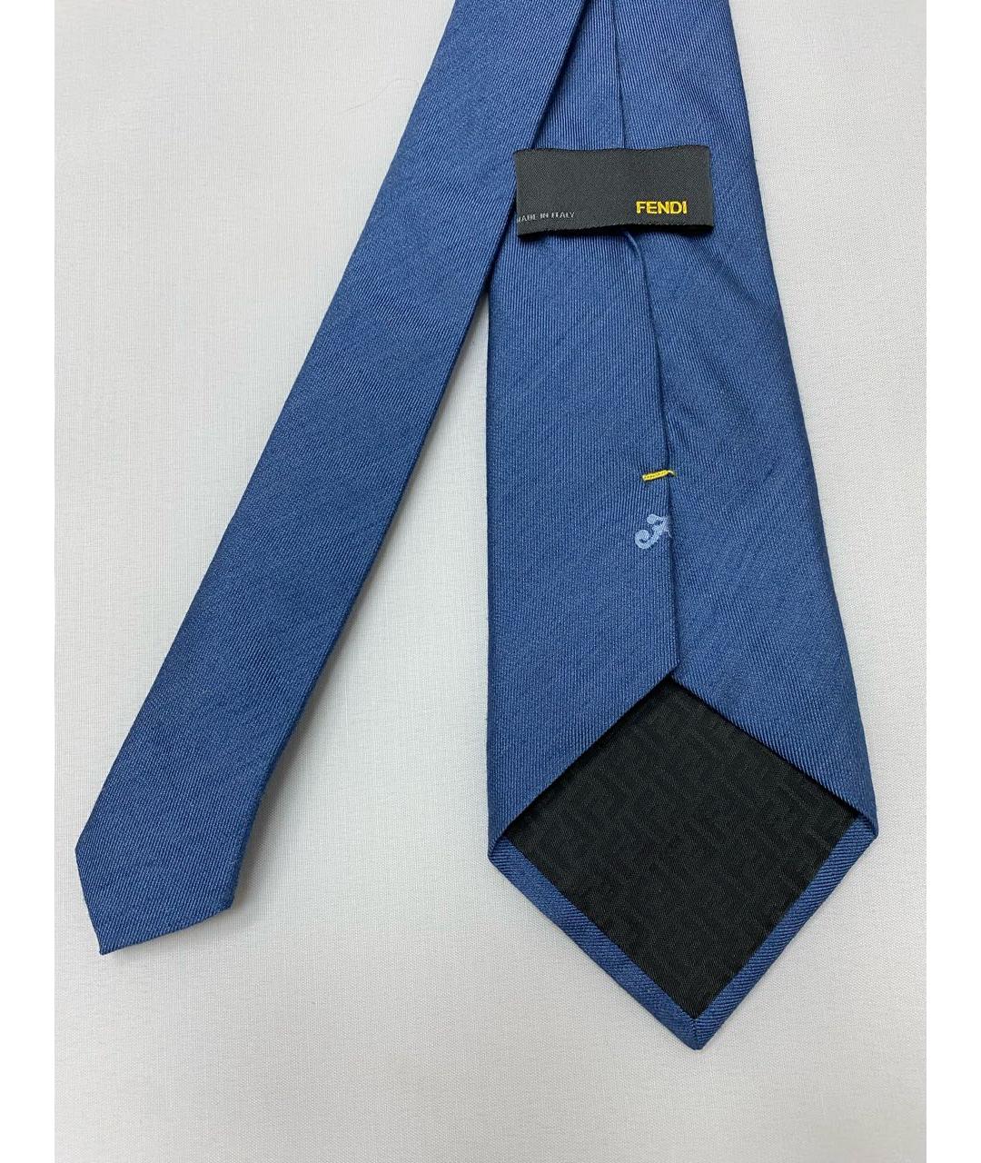 FENDI Голубой шелковый галстук, фото 3