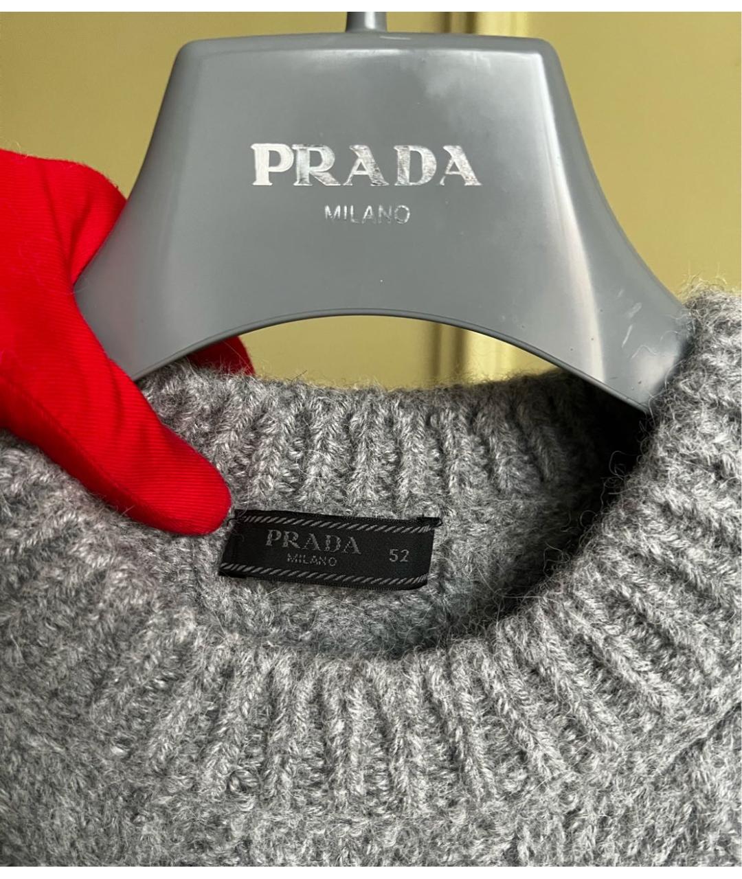 PRADA Серый шерстяной джемпер / свитер, фото 5