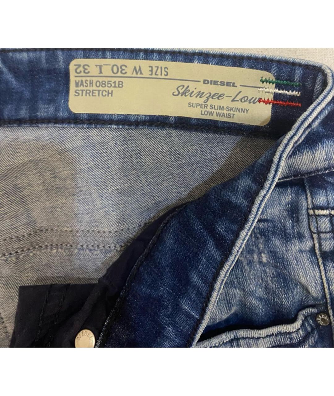 DIESEL Голубые хлопковые джинсы слим, фото 5
