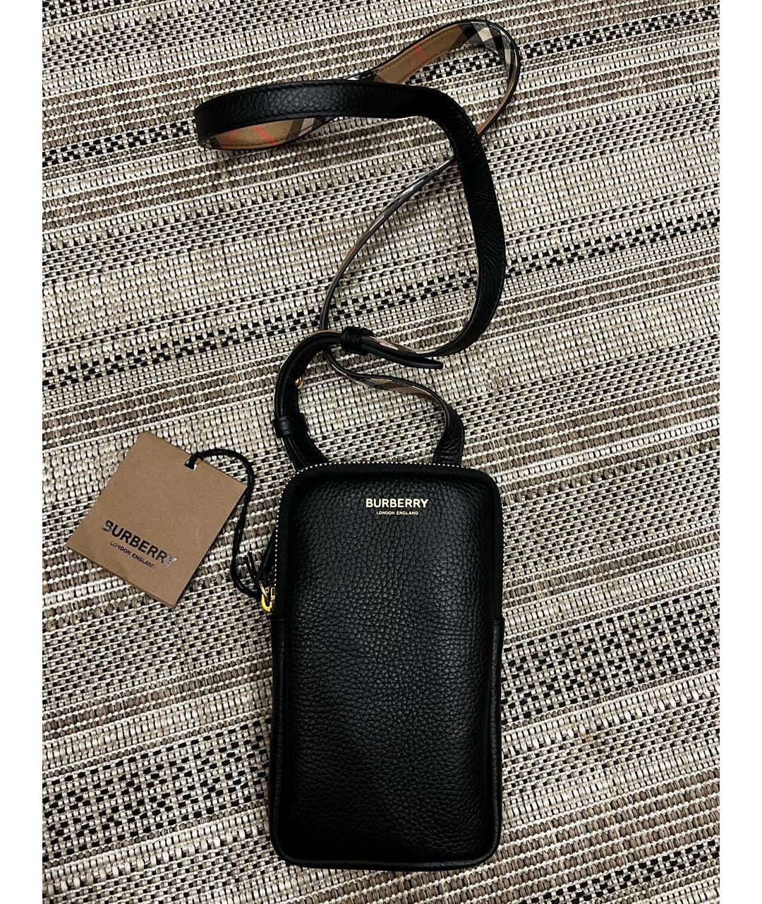 BURBERRY Черная кожаная сумка через плечо, фото 7