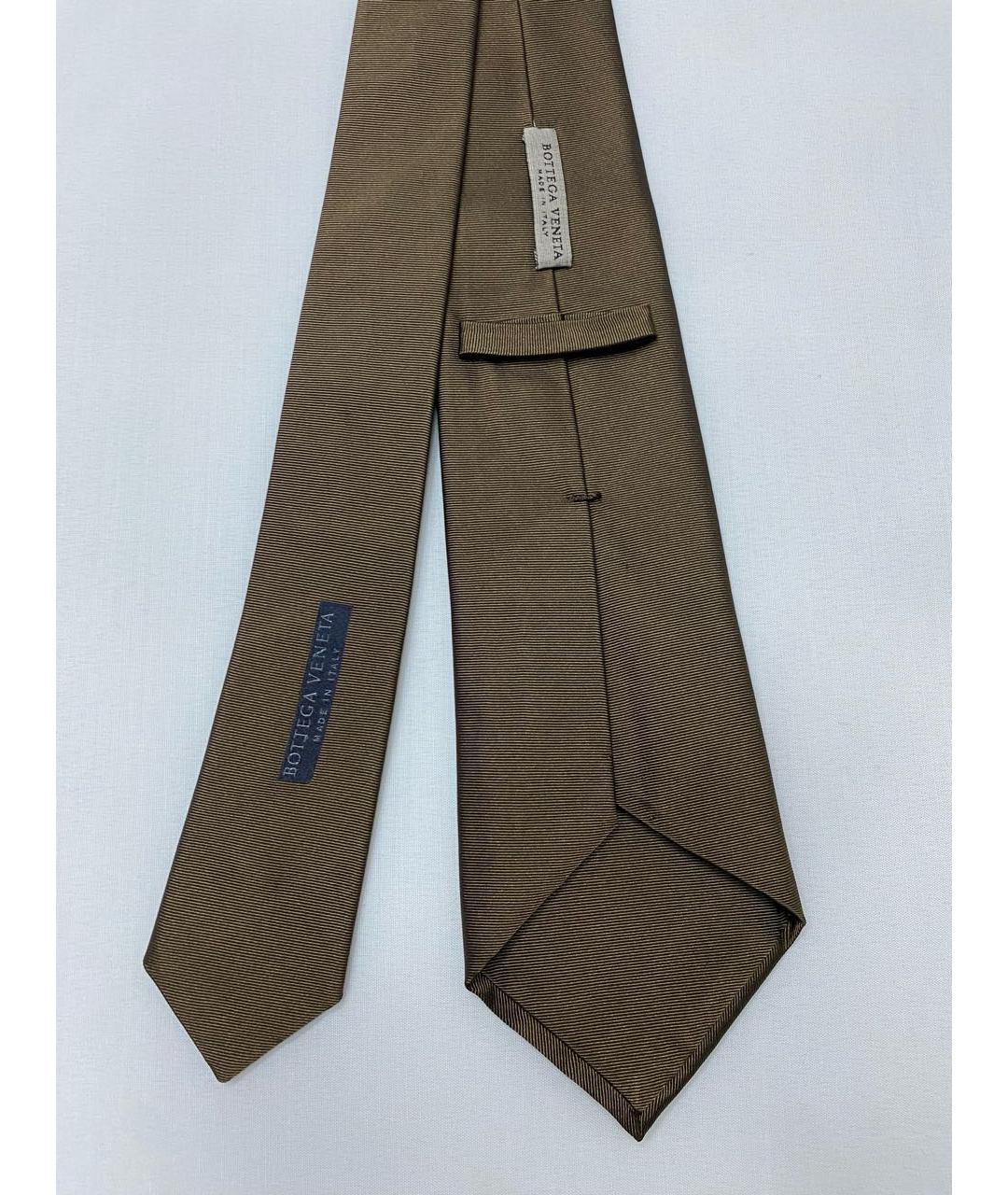 BOTTEGA VENETA Коричневый шелковый галстук, фото 2