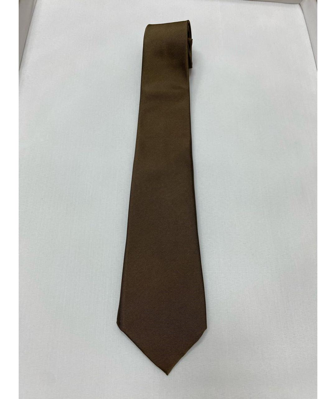 BOTTEGA VENETA Коричневый шелковый галстук, фото 5