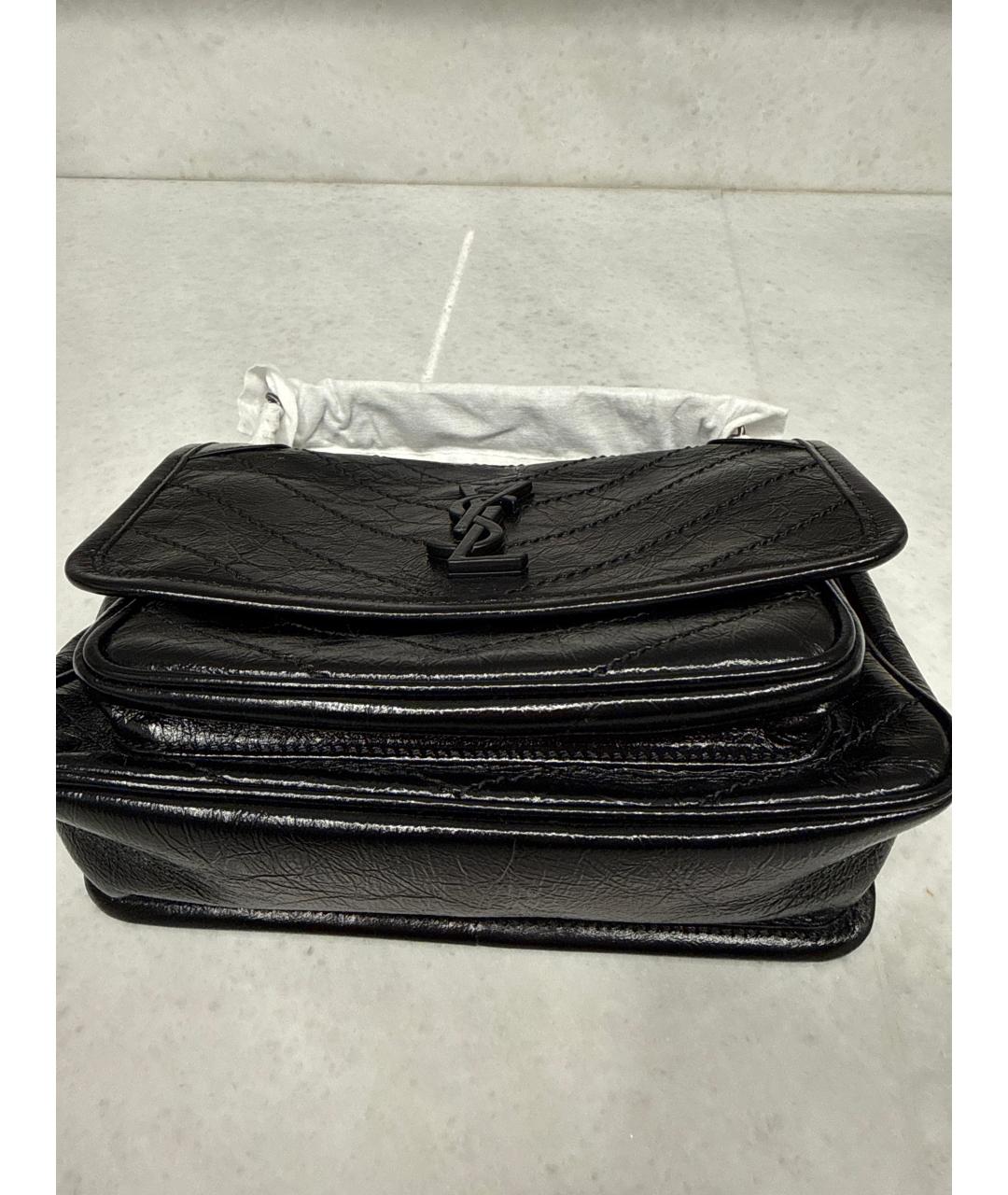 SAINT LAURENT Черная кожаная сумка через плечо, фото 3
