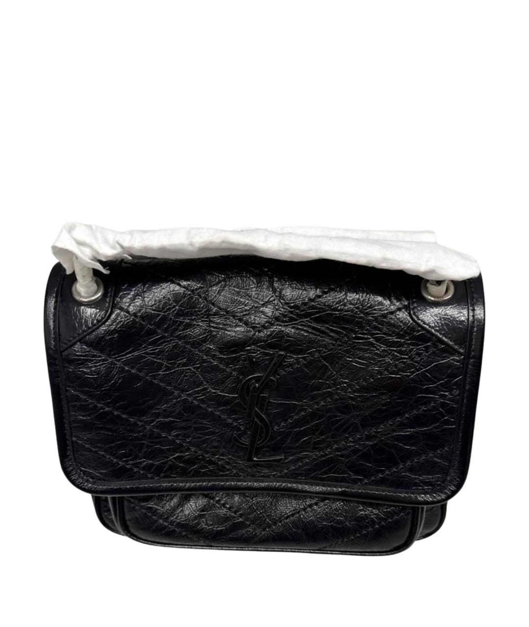 SAINT LAURENT Черная кожаная сумка через плечо, фото 1