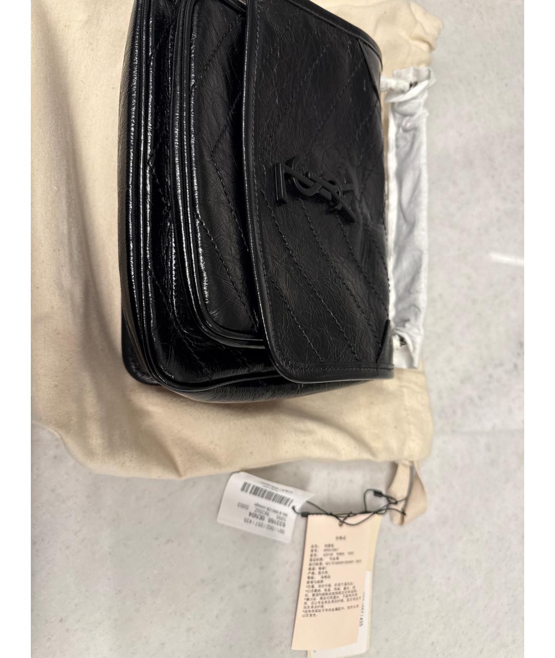 SAINT LAURENT Черная кожаная сумка через плечо, фото 2