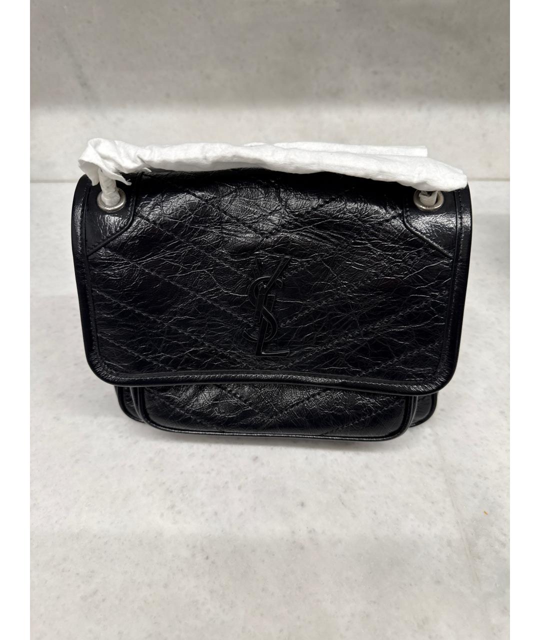 SAINT LAURENT Черная кожаная сумка через плечо, фото 4