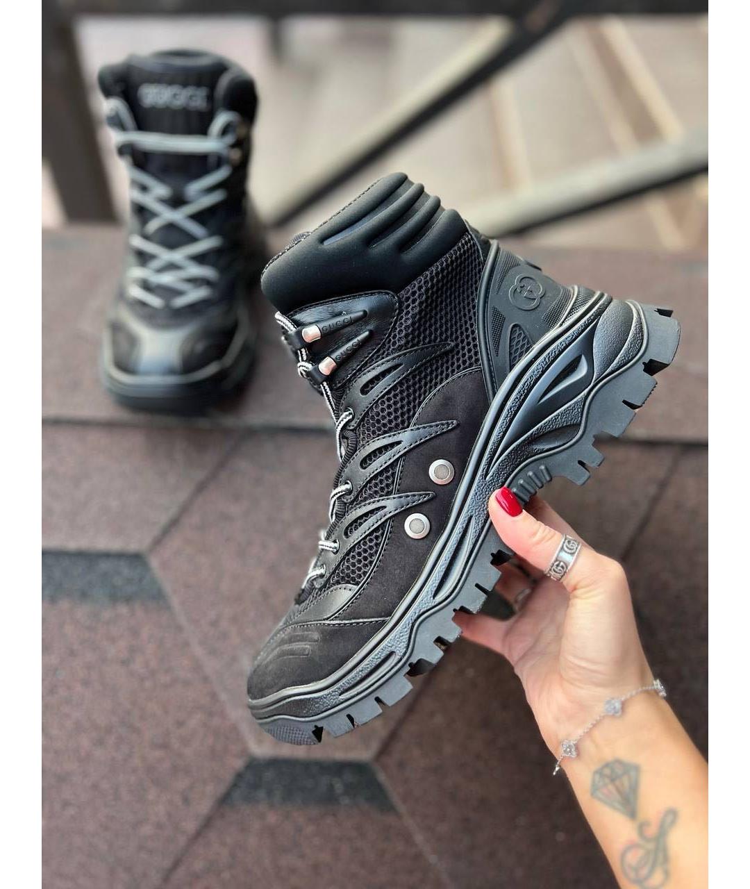 GUCCI Черные текстильные ботинки, фото 3