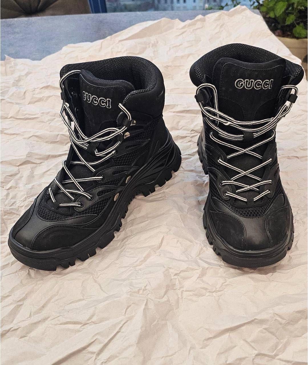 GUCCI Черные текстильные ботинки, фото 7