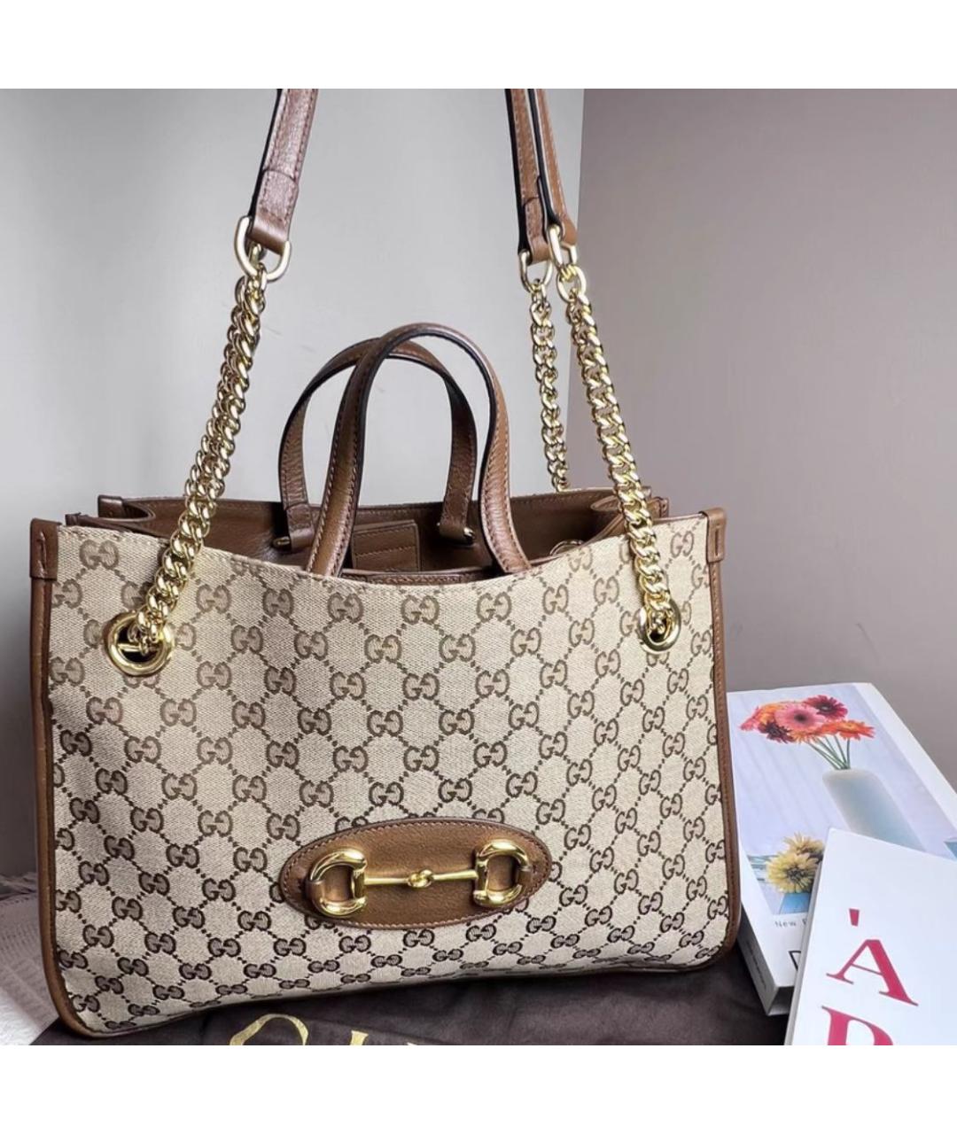 GUCCI Бежевая кожаная сумка через плечо, фото 2