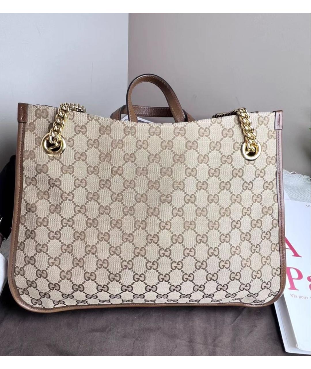 GUCCI Бежевая кожаная сумка через плечо, фото 3